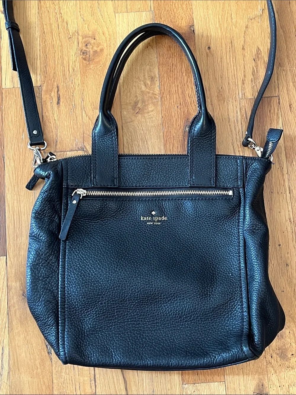 Kate Spade Black Leather Crossbody Tote - Picture 2 of 6